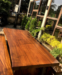 meja bangku makan kayu besar minimalis