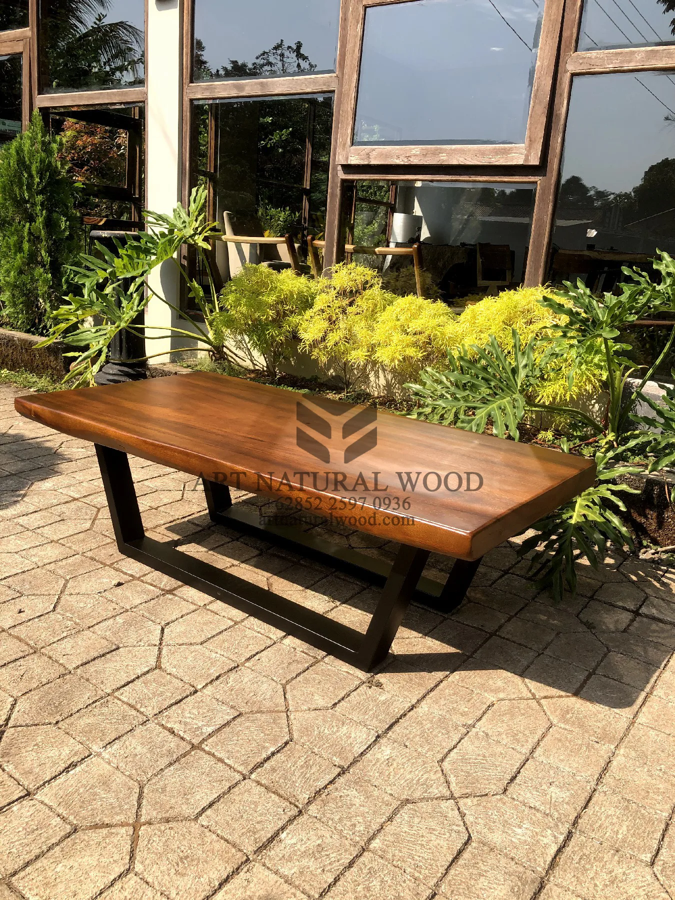 coffee table minimalis industrial kayu solid-meja tamu minimalis industrial
