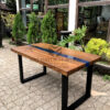 meja epoxy resin minimalis kayu trembesi solid kaki besi