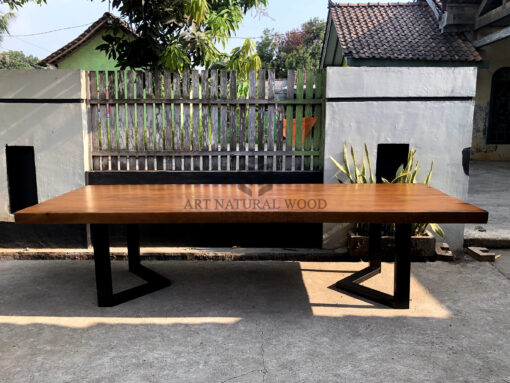 meja meeting minimalis kayu trembesi solid