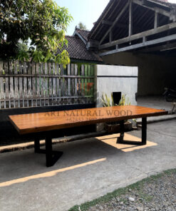 meja meeting minimalis kayu trembesi solid