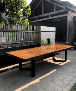 meja meeting minimalis kayu trembesi solid