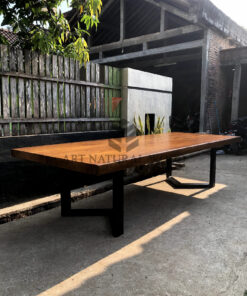 meja meeting minimalis kayu trembesi solid