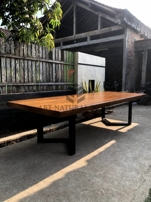 meja meeting minimalis kayu trembesi solid