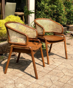 kursi rotan teras minimalis modern kayu jati