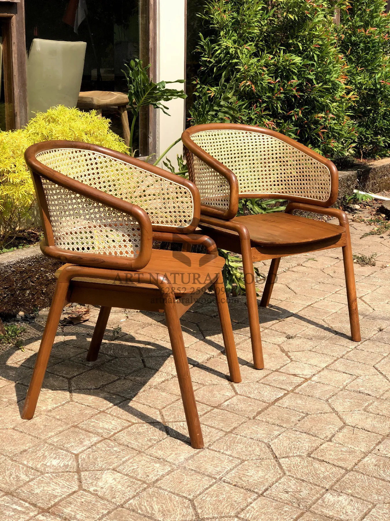 kursi rotan teras minimalis modern kayu jati