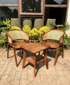kursi rotan teras minimalis modern kayu jati