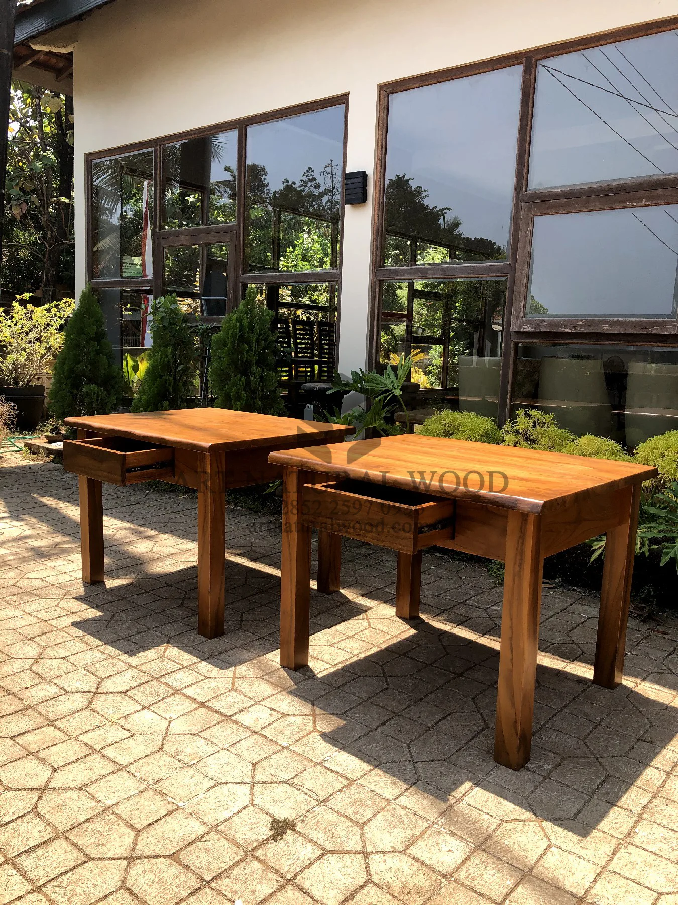 meja makan laci minimalis modern kayu jati