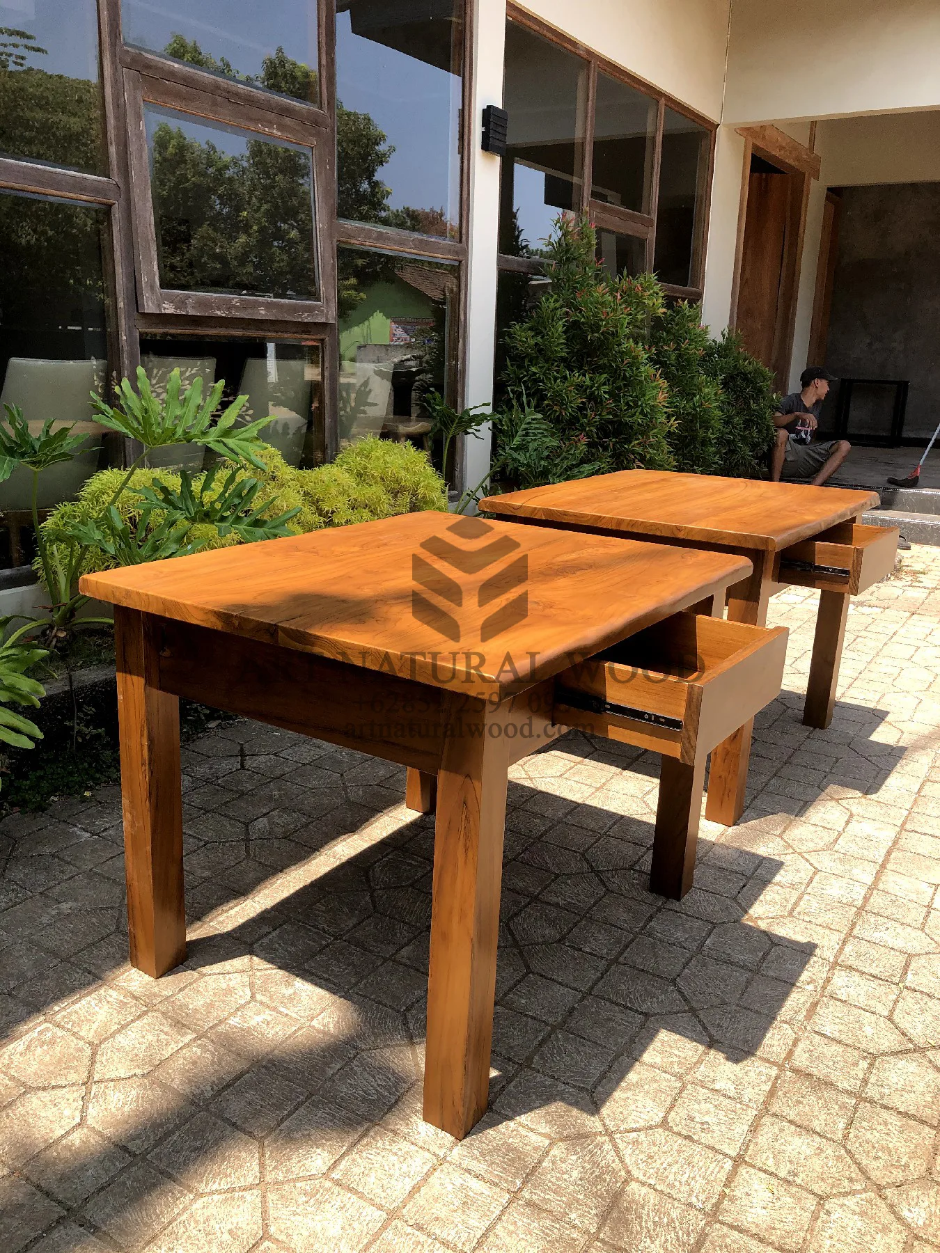 meja makan laci minimalis modern kayu jati