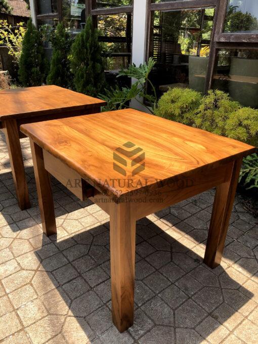 meja makan laci minimalis modern kayu jati