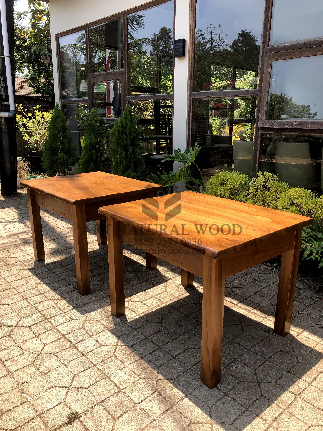 meja makan laci minimalis modern kayu jati