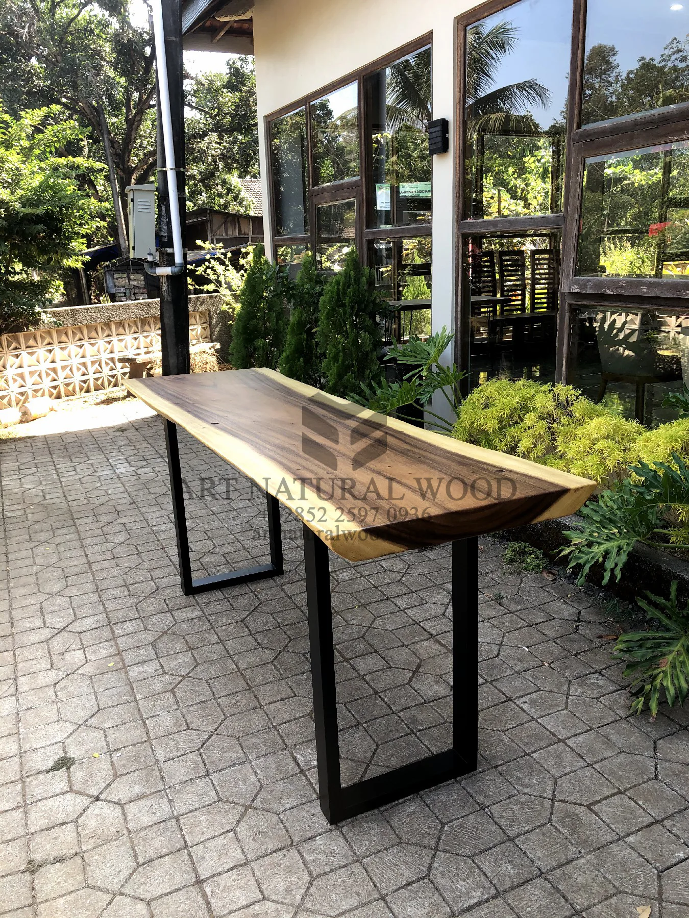 meja konsol minimalis ruang tamu kayu trembesi solid-console table minimalis