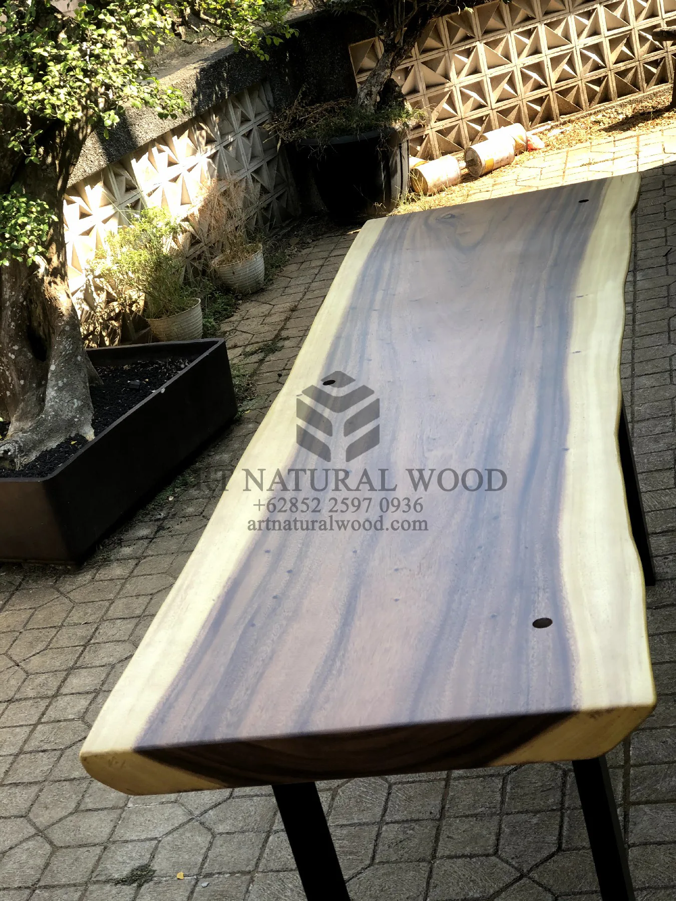 meja konsol minimalis ruang tamu kayu trembesi solid-console table minimalis