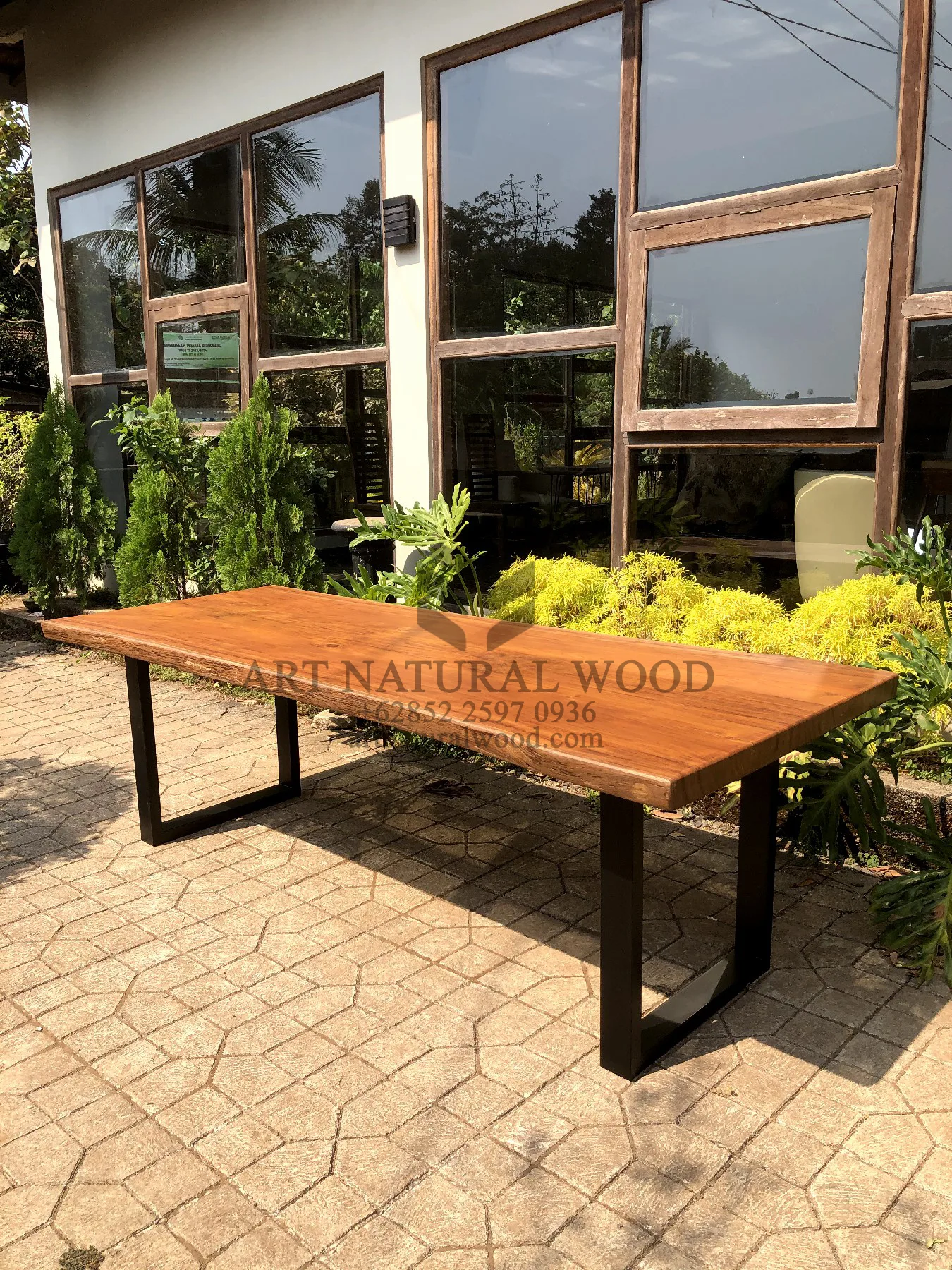 meja minimalis kayu jati solid besar-meja kayu jati besar