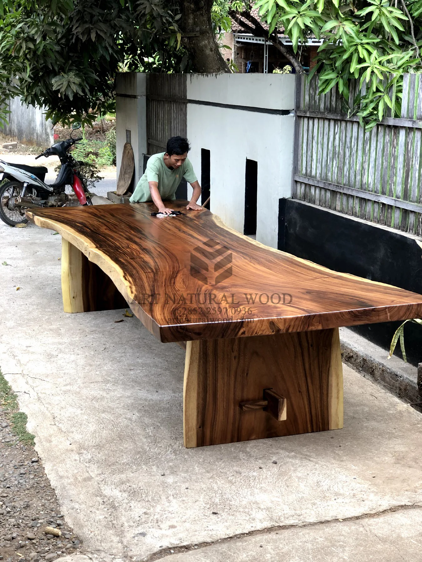 meja meeting kantor kayu besar 4 meter-meja rapat 4 meter