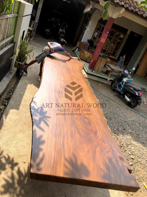 meja kayu besar solid papan 1 lembar utuh-meja meeting kayu ukuran besar