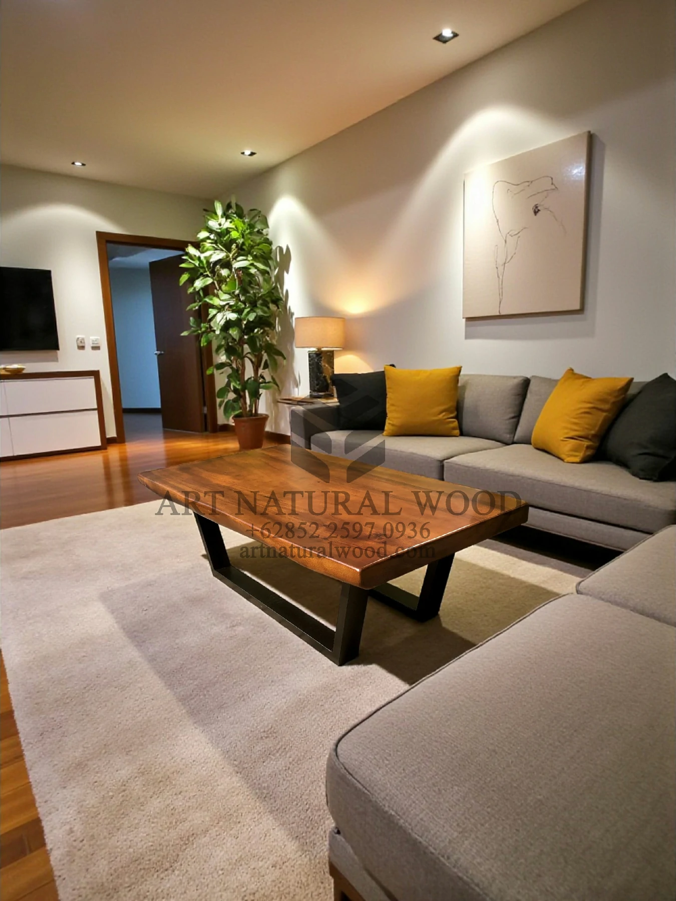 coffee table minimalis industrial kayu solid-meja tamu minimalis industrial