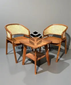 kursi rotan teras minimalis modern kayu jati