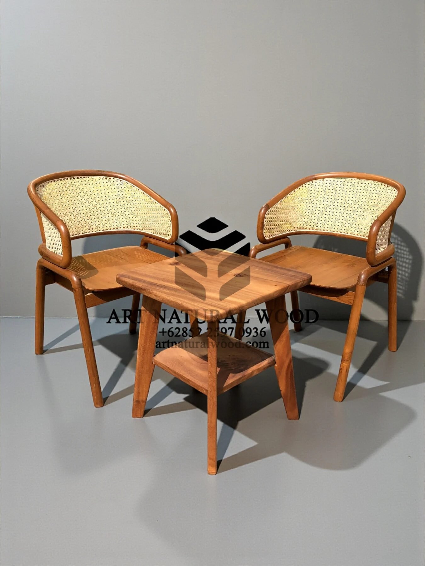 kursi rotan teras minimalis modern kayu jati