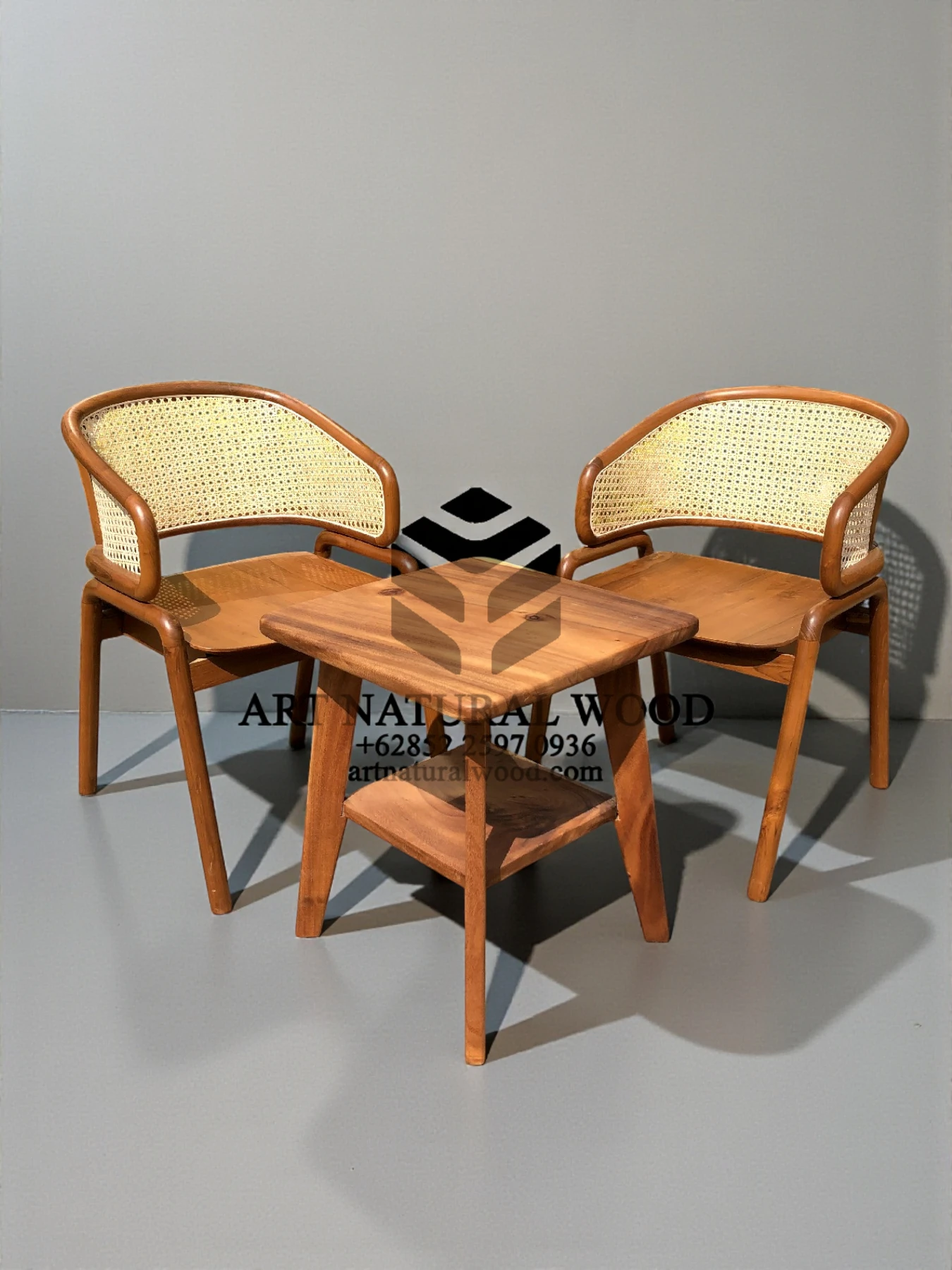 kursi rotan teras minimalis modern kayu jati