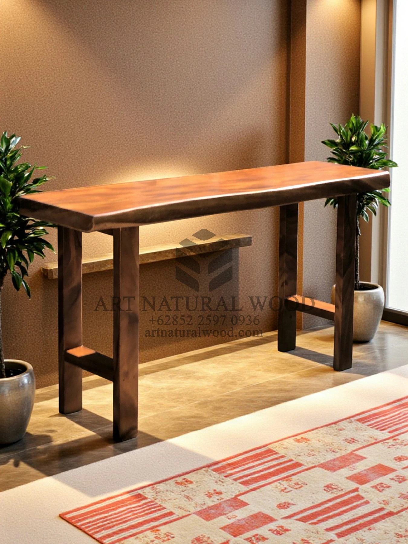 meja foyer minimalis kayu solid trembesi-meja konsul minimalis kayu