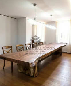 meja kayu besar solid papan 1 lembar utuh-meja meeting kayu ukuran besar