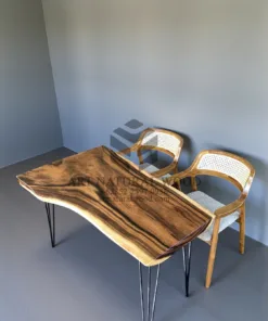 meja kerja minimalis kayu solid kaki besi