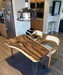 meja kerja minimalis kayu solid kaki besi