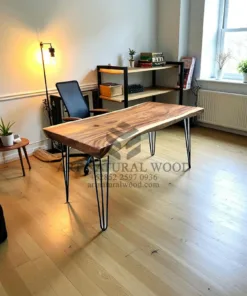 meja komputer desain industrial minimalis-meja komputer kayu solid