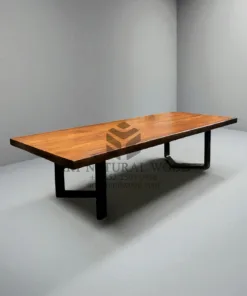 meja meeting minimalis kayu trembesi solid