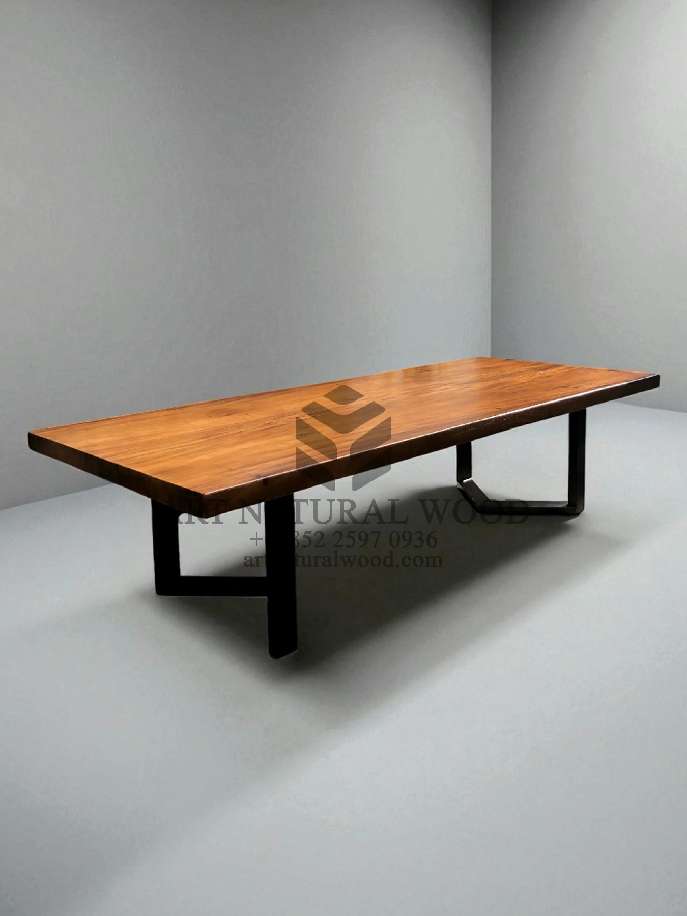 meja meeting minimalis kayu trembesi solid