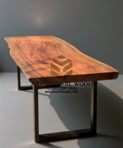 meja trembesi solid besar minimalis kaki besi