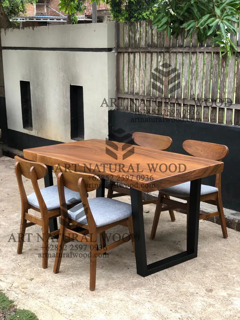 meja kursi cafe minimalis kayu trembesi-meja cafe kayu minimalis modern