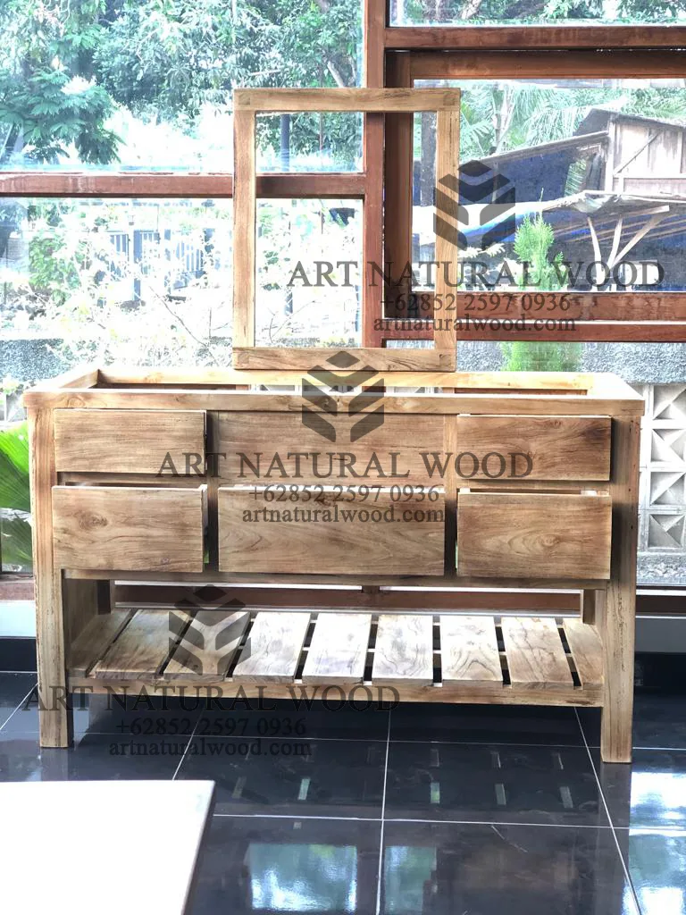 meja wastafel kayu jati solid minimalis antik-meja wastafel minimalis modern