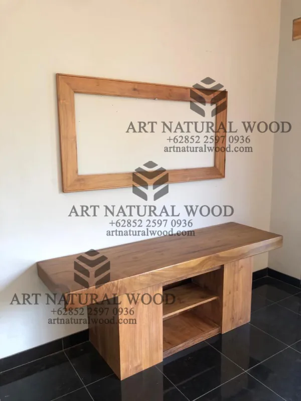 meja wastafel kamar mandi hotel kayu solid