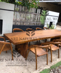 meja makan kayu besar 10 kursi minimalis