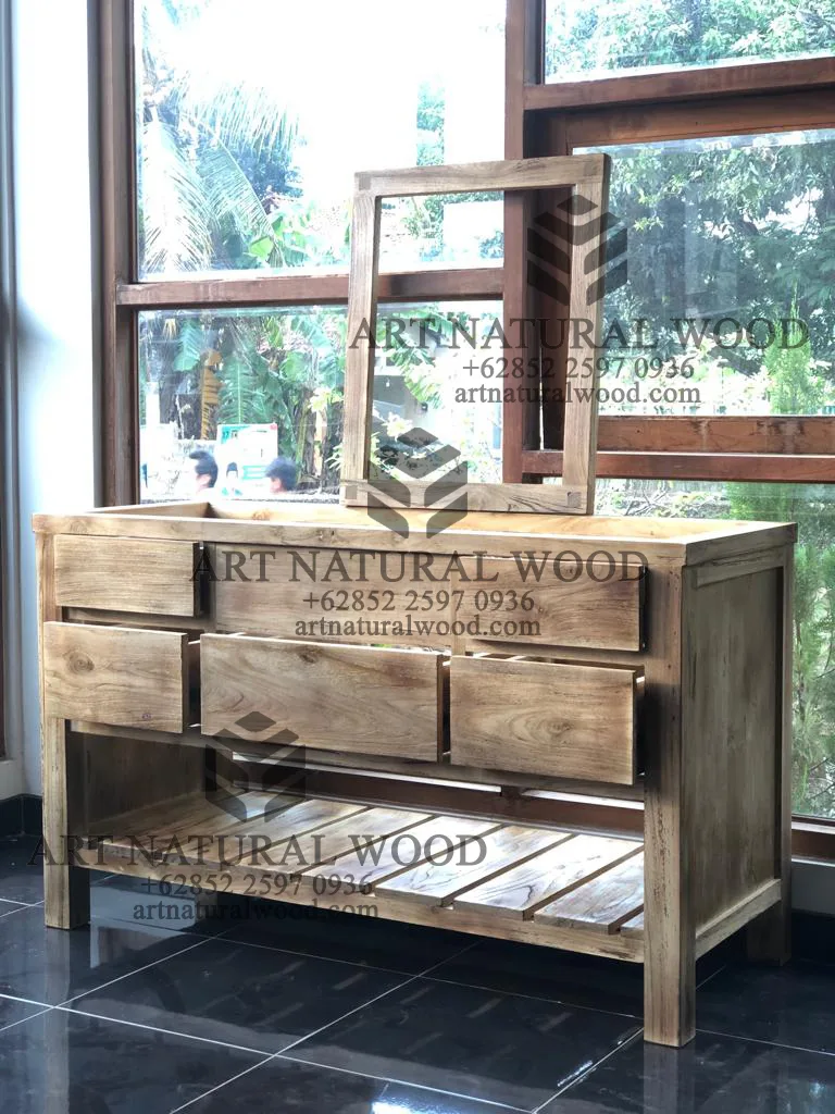meja wastafel kayu jati solid minimalis antik-meja wastafel minimalis modern