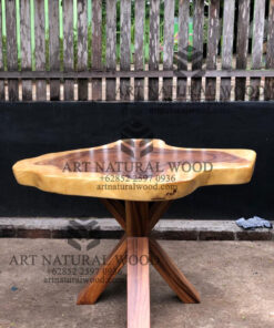 set meja teras kayu trembesi alami minimalis