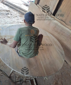 meja makan putar bulat kayu jati solid 8 kursi