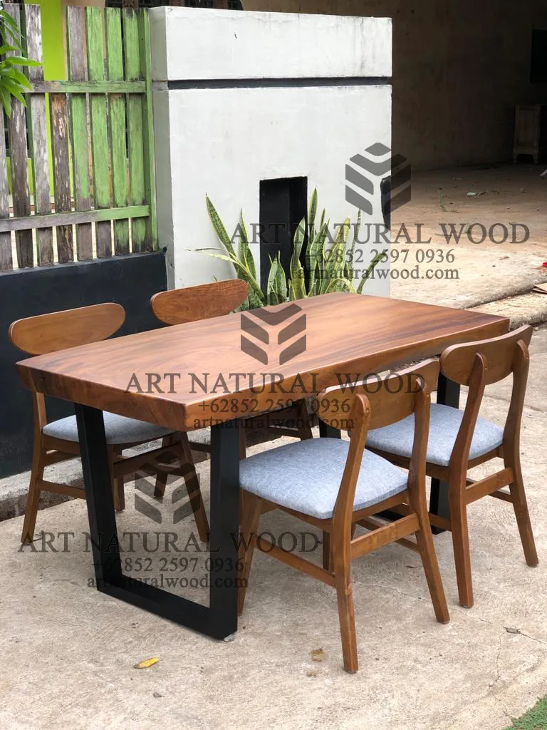 meja kursi cafe minimalis kayu trembesi-meja cafe kayu minimalis modern