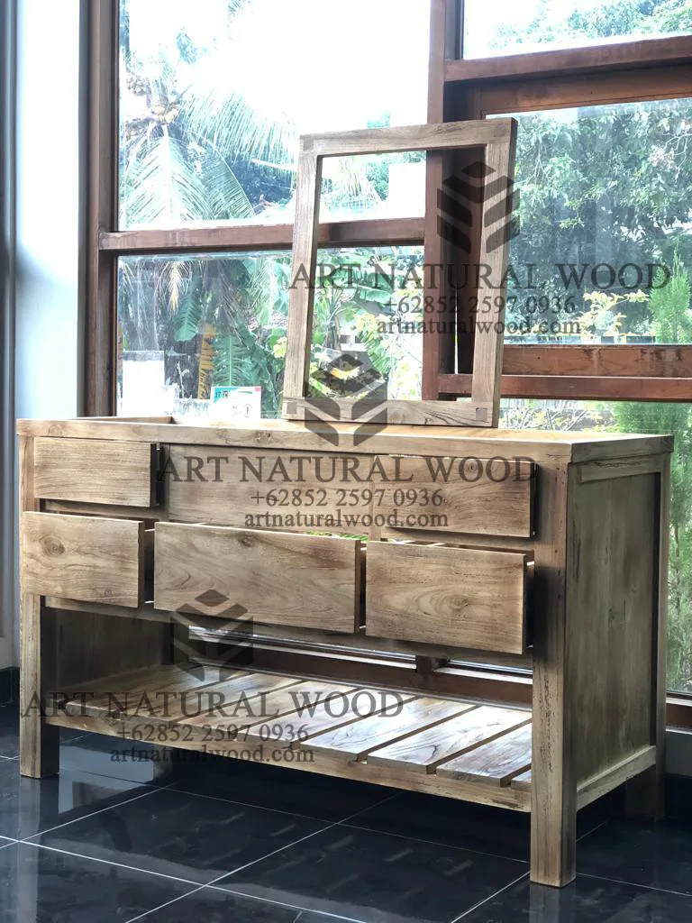 meja wastafel kayu jati solid minimalis antik-meja wastafel minimalis modern