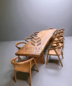 meja makan kayu besar 10 kursi minimalis