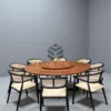 meja makan putar bulat kayu jati solid 8 kursi