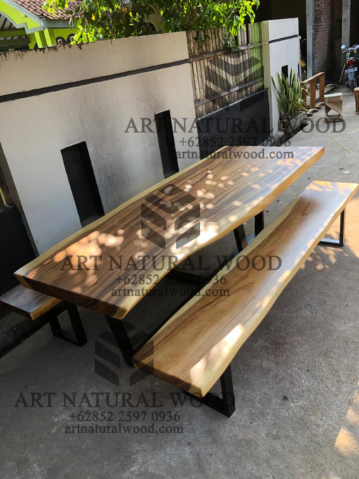 dining table solid wood-meja bangku kayu trembesi