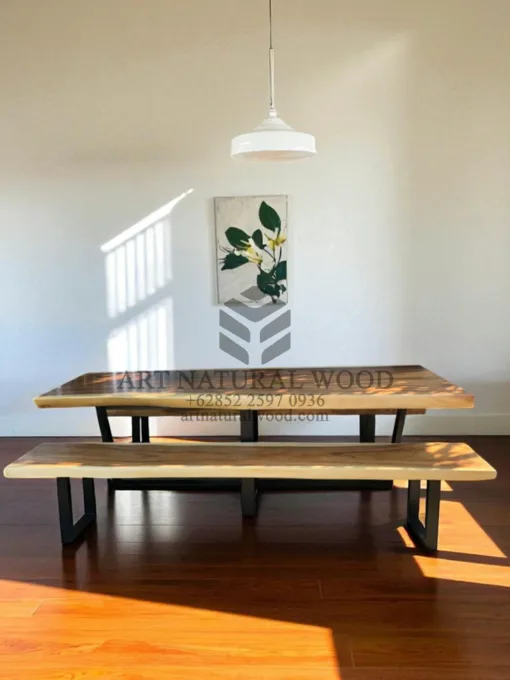 dining table solid wood-meja bangku kayu trembesi