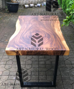 meja kayu kaki besi trembesi solid