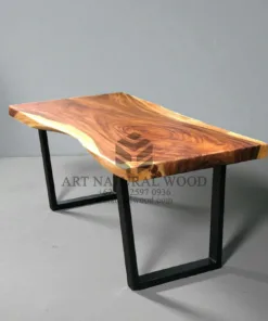 meja kayu kaki besi trembesi solid