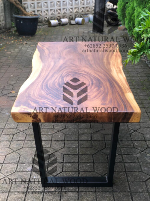 meja kayu kaki besi trembesi solid