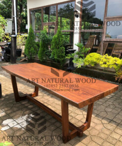 meja makan kayu jati minimalis 6 kursi