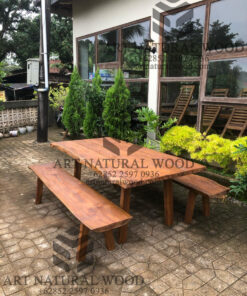 meja makan outdoor kayu jati solid